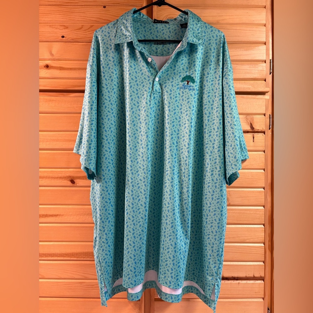 DIVOTS DriWay Lightweight Golf Shirt, Mint Green Paisley Design, Size XXL